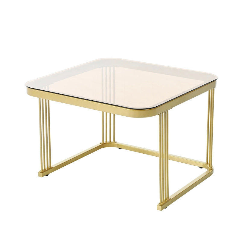 Ensemble de tables basses gigognes carrées 2-en-1 avec roulettes