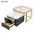 Ensemble de tables basses gigognes carrées 2-en-1 avec roulettes