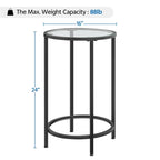 Table d'appoint ronde avec piètement en métal et plateau en verre