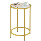 Table d'appoint ronde avec piètement en métal et plateau en verre
