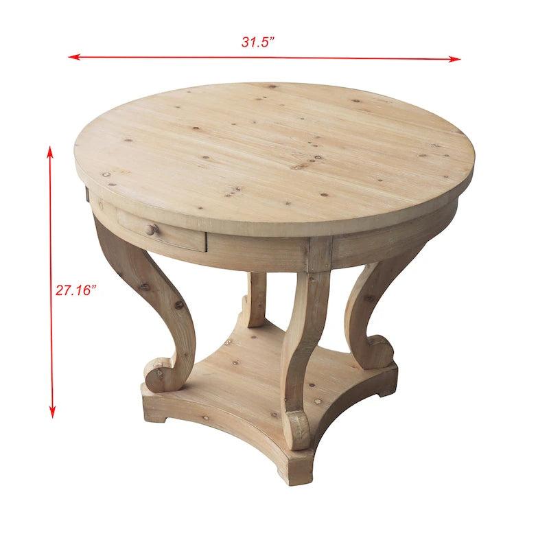 Table de salle à manger ronde de 32 po avec tiroirs de rangement