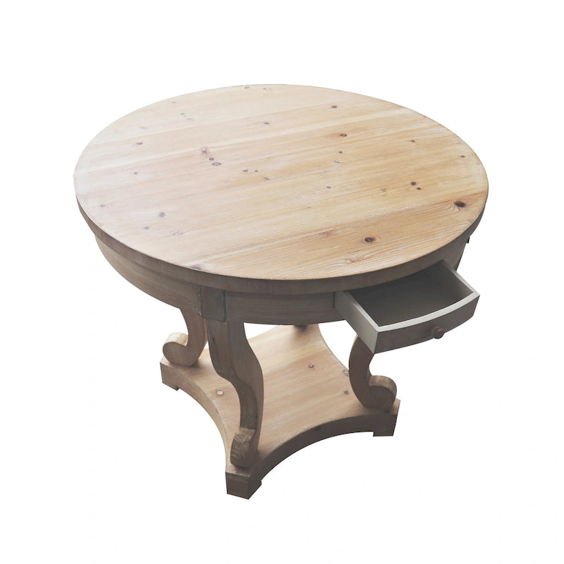 Table de salle à manger ronde de 32 po avec tiroirs de rangement
