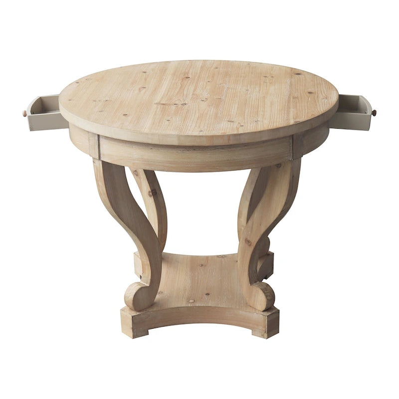Table de salle à manger ronde de 32 po avec tiroirs de rangement