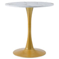 Table de bistrot ronde de 28 pouces avec plateau en marbre et pied piédestal doré