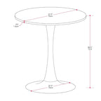 Table de bistrot ronde de 28 pouces avec plateau en marbre et pied piédestal doré