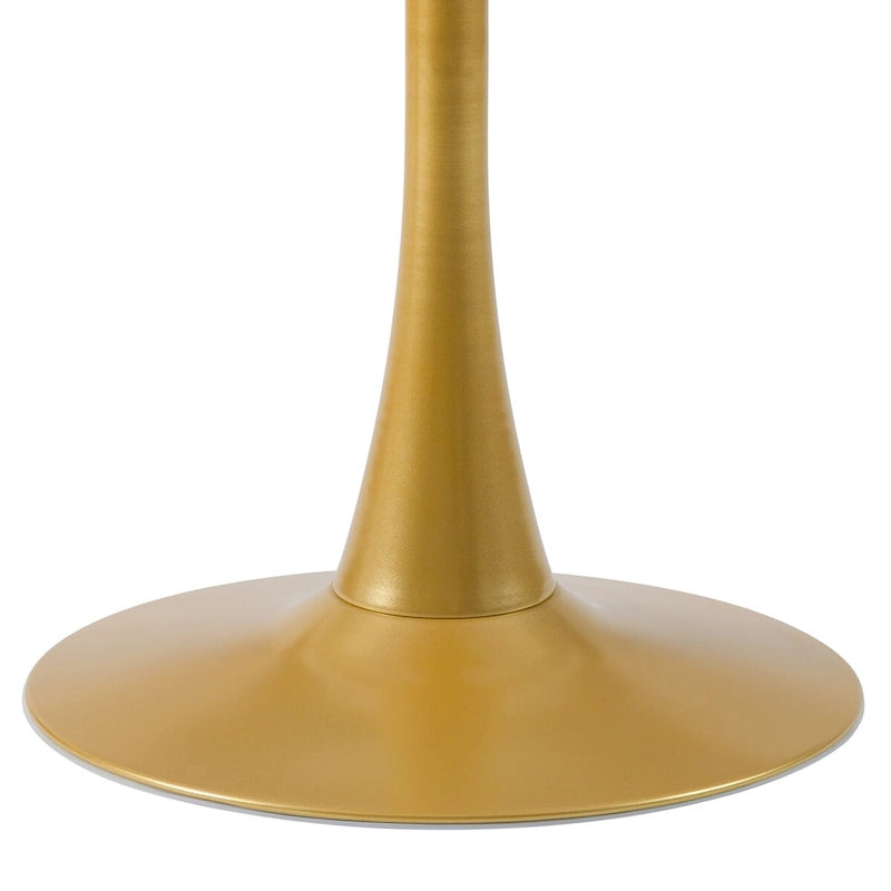 Table de bistrot ronde de 28 pouces avec plateau en marbre et pied piédestal doré